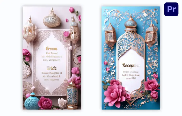 Traditional 3D Floral Muslim Wedding Invitation Insta Story
